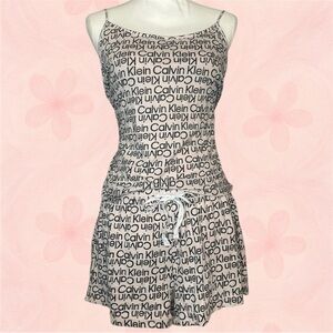 Calvin Klein Logo Print Lounge Set – Tank & Shorts, Size XL